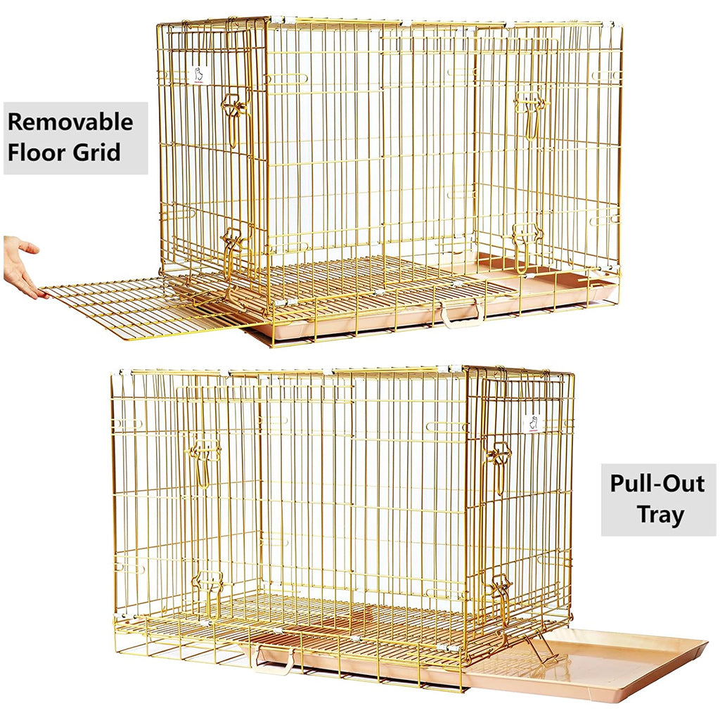 24-42" Collapsible Copper Gold Dog Crate GLD24-42