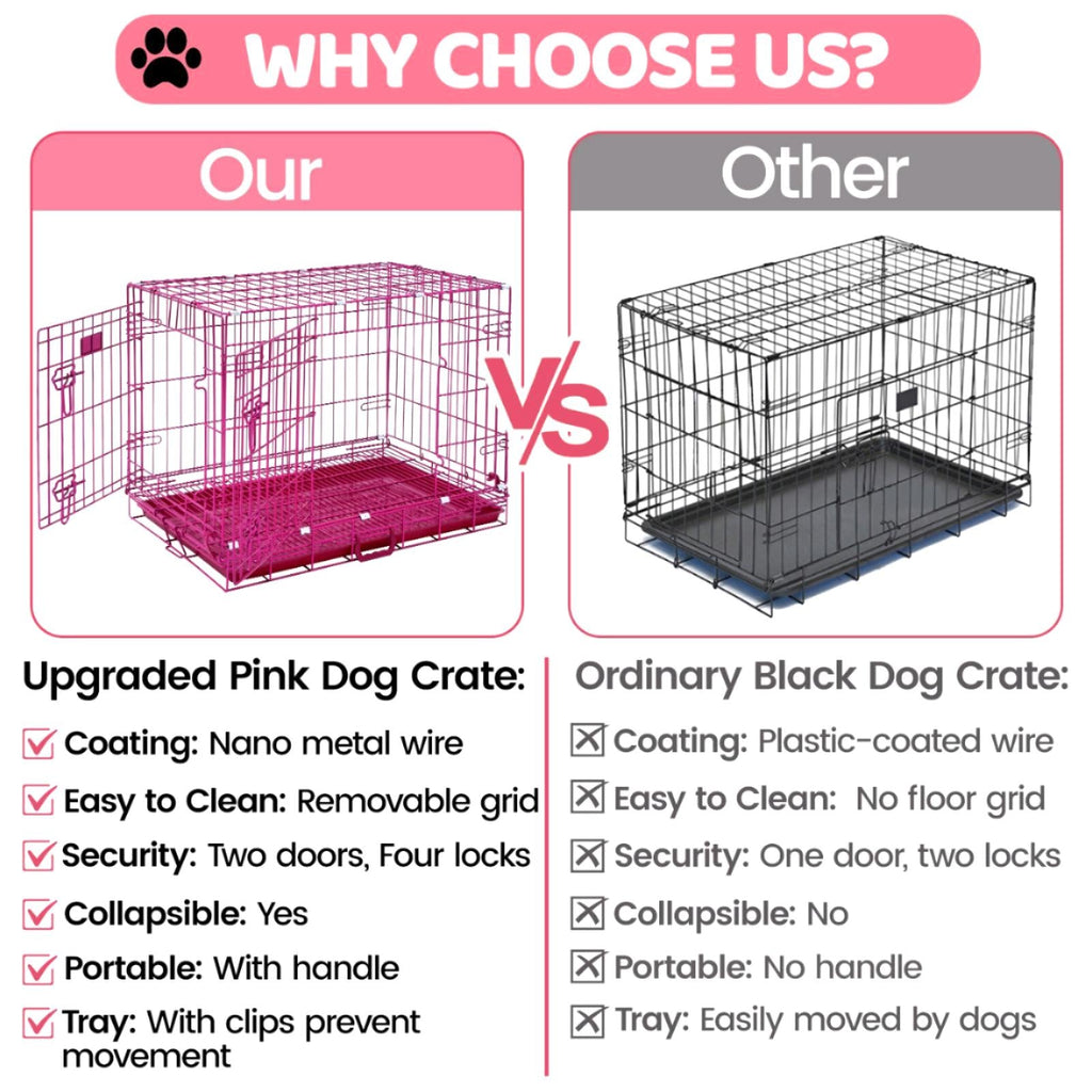 24-42" Collapsible Pink Dog Crate RED24-42