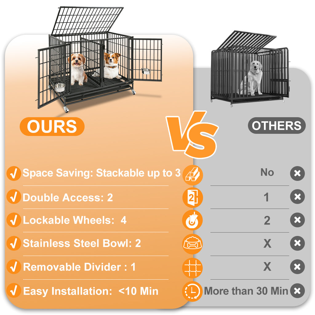 42" Stackable Dog Crate with Divider 43S (Extra Height)