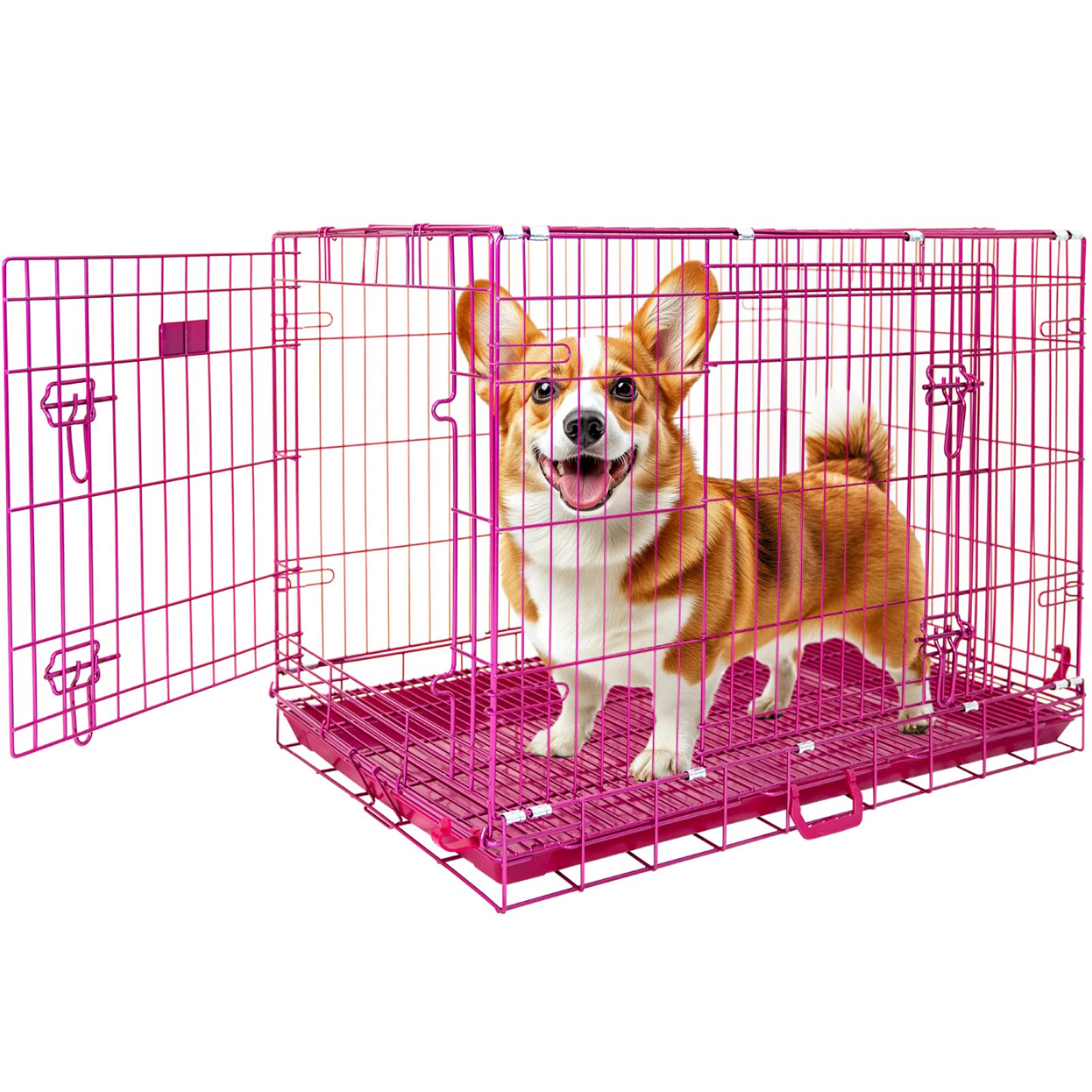24-42" Collapsible Pink Dog Crate RED24-42
