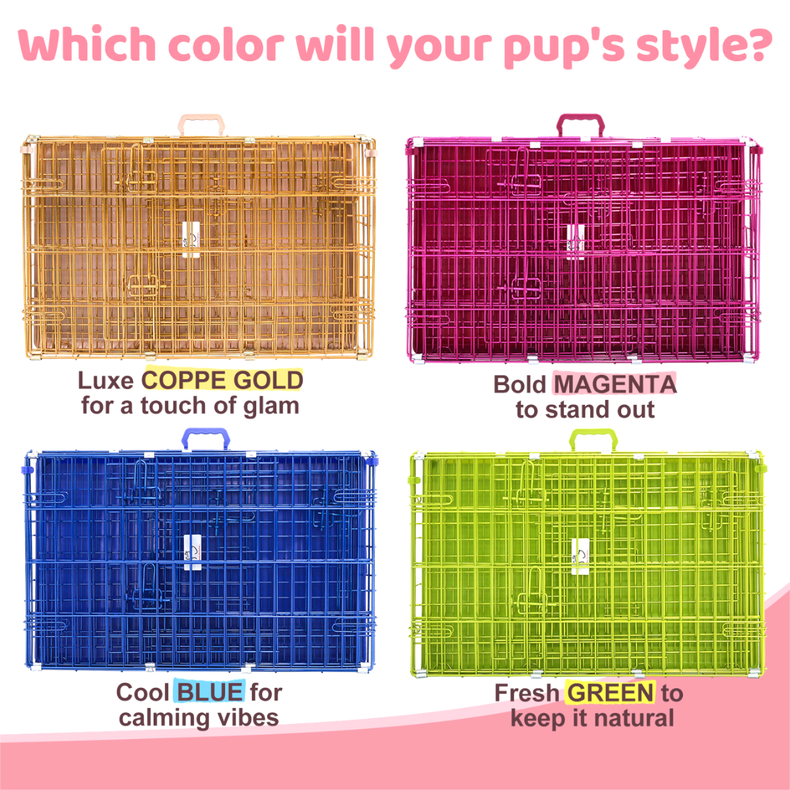 24-42" Collapsible Pink Dog Crate RED24-42