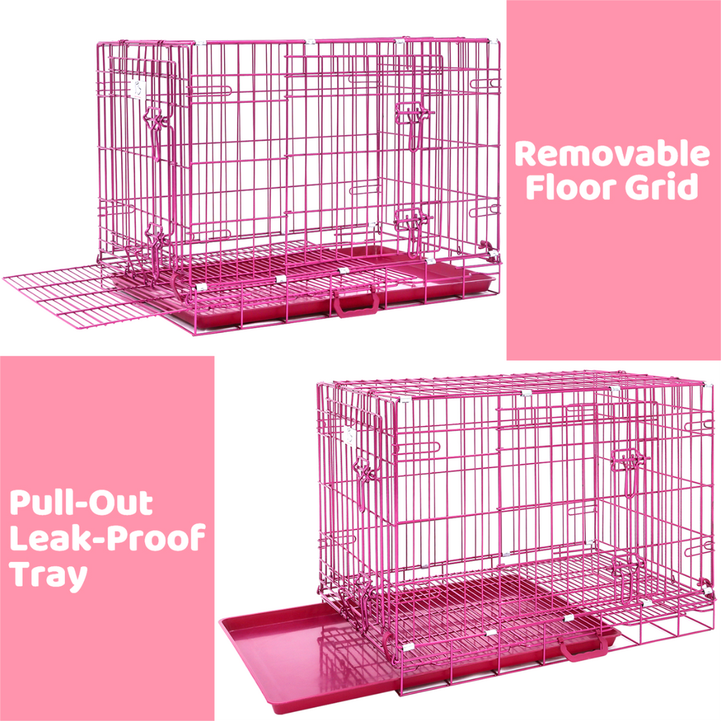 24-42" Collapsible Pink Dog Crate RED24-42